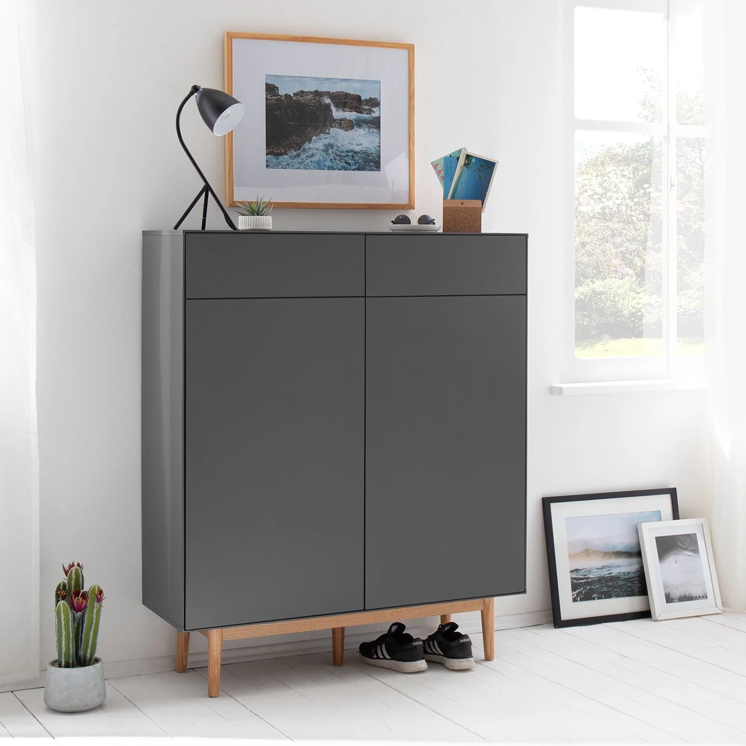 Mørteens Meuble à chaussures Lindholm II - Partiellement en chêne massif - Gris 6 Mørteens Meuble à chaussures Lindholm II - Partiellement en chêne massif - Gris – Image 4