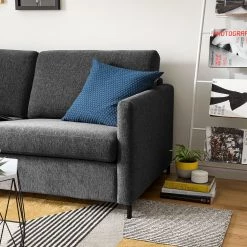 Fredriks Canapé d’angle Cipo I - Noir chiné - Méridienne courte à gauche (vue de face) -Meubles de salon Soldes 1000119813 070 GALLERYIMAGES P000000001000119813