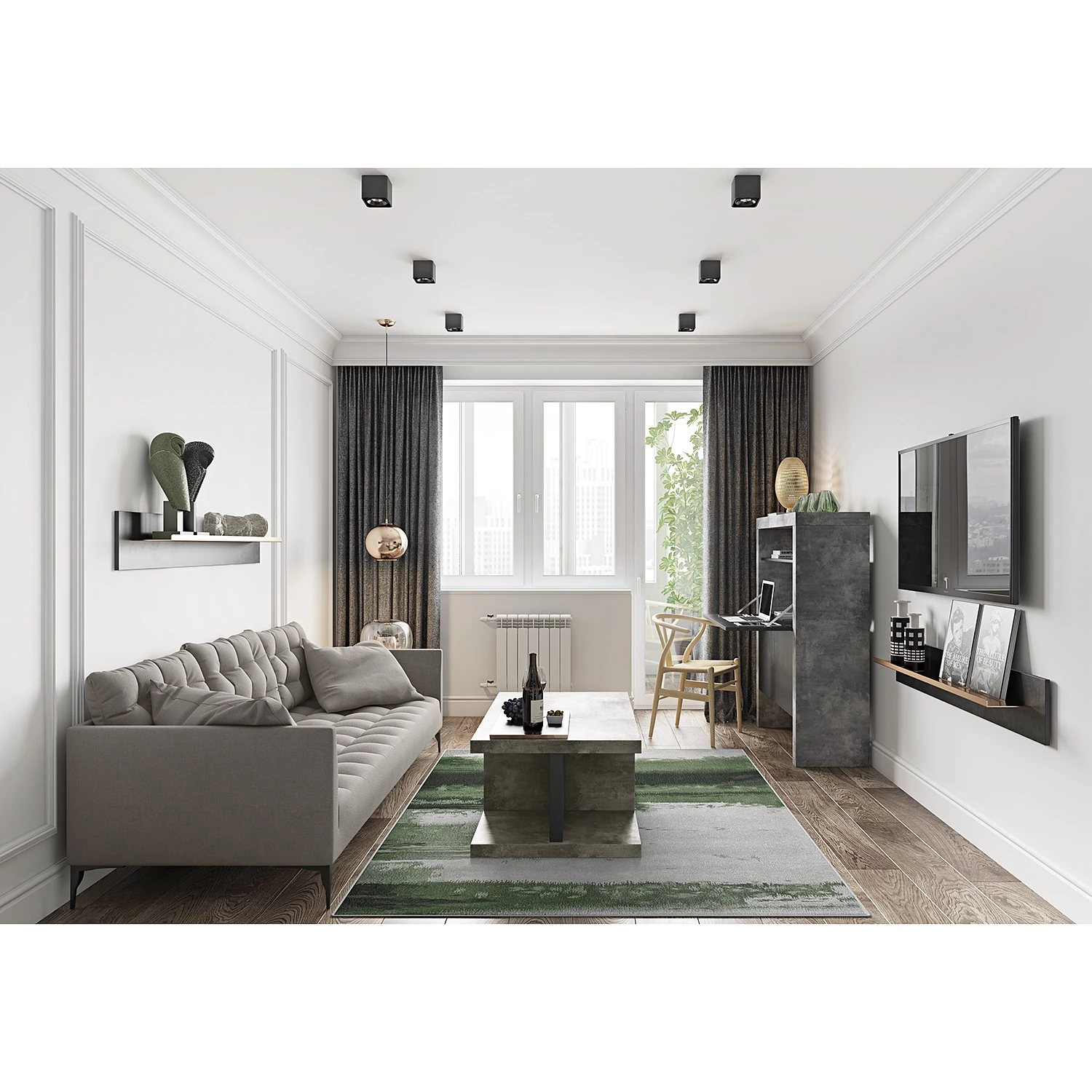 Temahome Table basse Detroit II - Imitation béton / Noir mat 6 Temahome Table basse Detroit II - Imitation béton / Noir mat – Image 4