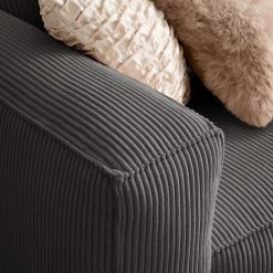 Ars Natura Canapé 3 places LORALAI - Velours côtelé Lola: Gris -Meubles de salon Soldes 1000123339 180911 09581430 MOOD GALLERYIMAGES P000000001000123339 mood