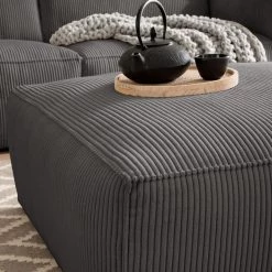 Ars Natura Repose-pieds LORALAI - Velours côtelé Lola: Gris -Meubles de salon Soldes 1000123357 180911 09582039 MOOD GALLERYIMAGES P000000001000123357 mood