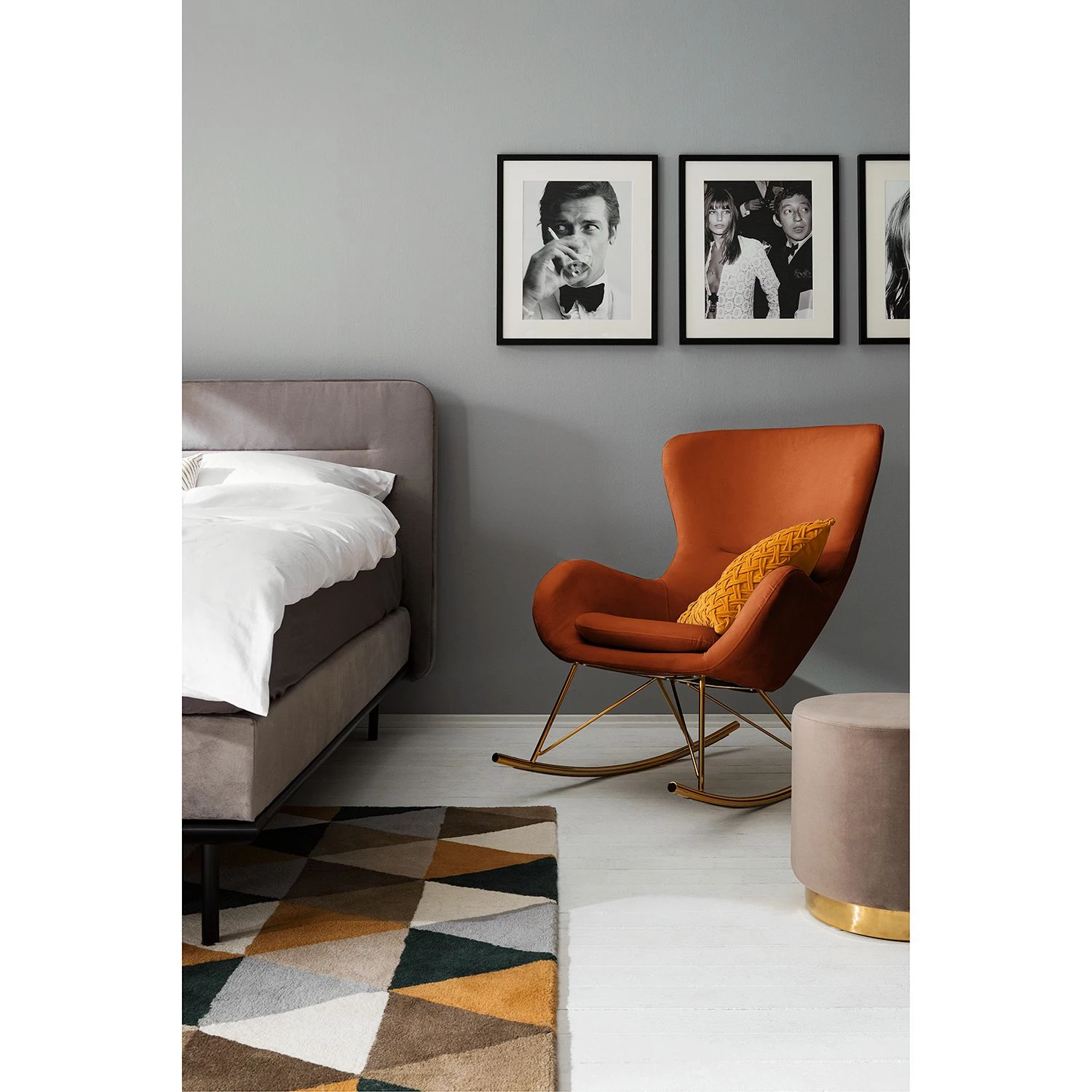 Jack & Alice Rocking chair Skamby - Velours - Terre cuite 5 Jack & Alice Rocking chair Skamby - Velours - Terre cuite – Image 3