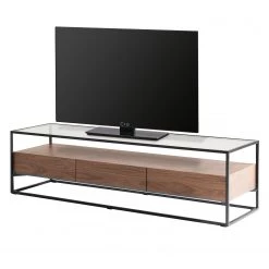 Studio Copenhagen Meuble TV Rizzo - Matériau dérivé du bois / Verre - noir / imitation noyer