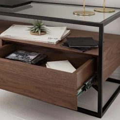 Studio Copenhagen Meuble TV Rizzo - Matériau dérivé du bois / Verre - noir / imitation noyer -Meubles de salon Soldes 1000123450 190328 11102900026 GALLERYIMAGES P000000001000123450