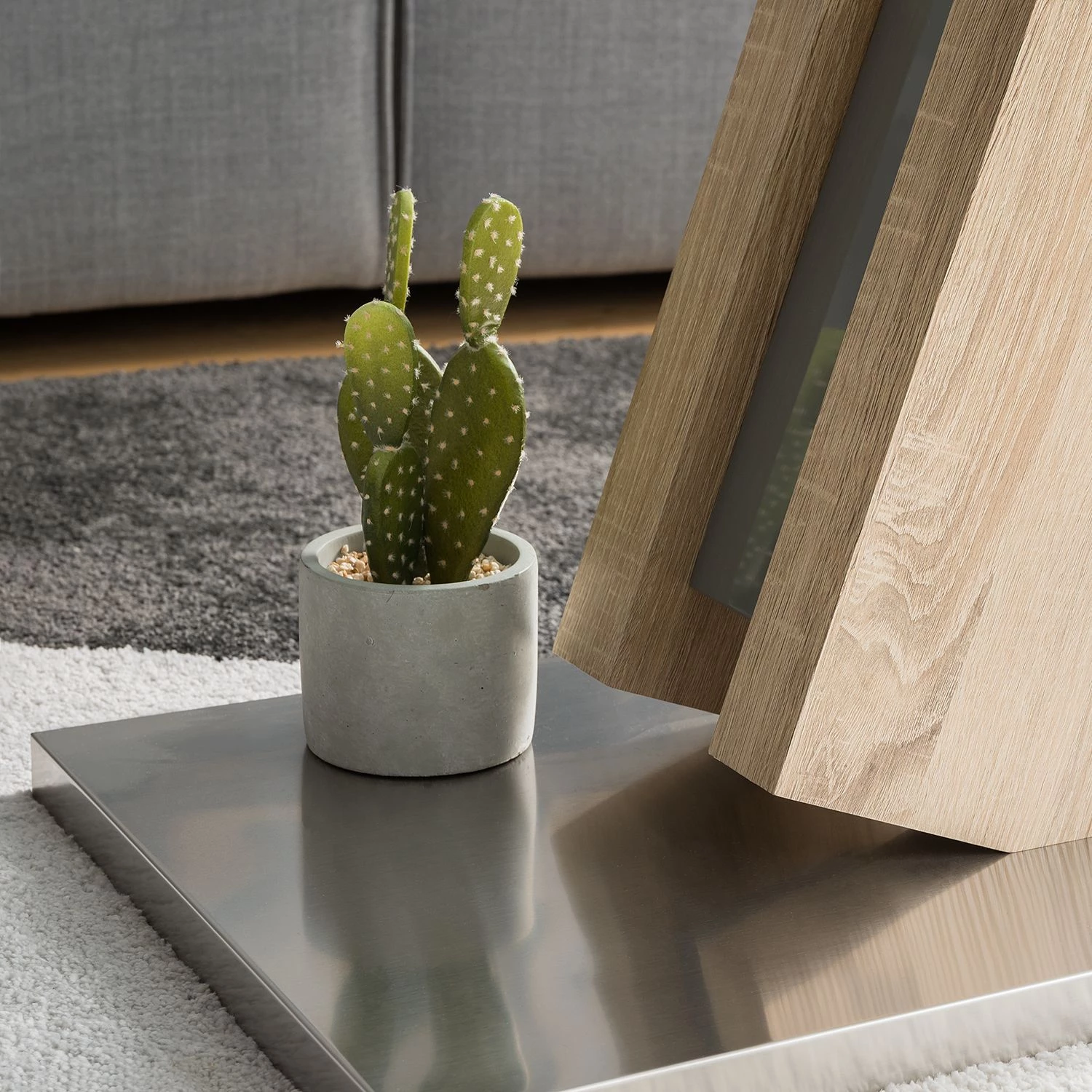 Fredriks Table basse Bleik - Verre de sécurité / Acier inoxydable - Imitation chêne / Argenté 8 Fredriks Table basse Bleik - Verre de sécurité / Acier inoxydable - Imitation chêne / Argenté – Image 6