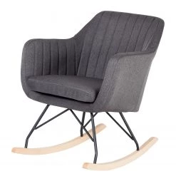 Mørteens Rocking chair Leedy - Tissu / Hêtre massif - Gris foncé / Hêtre