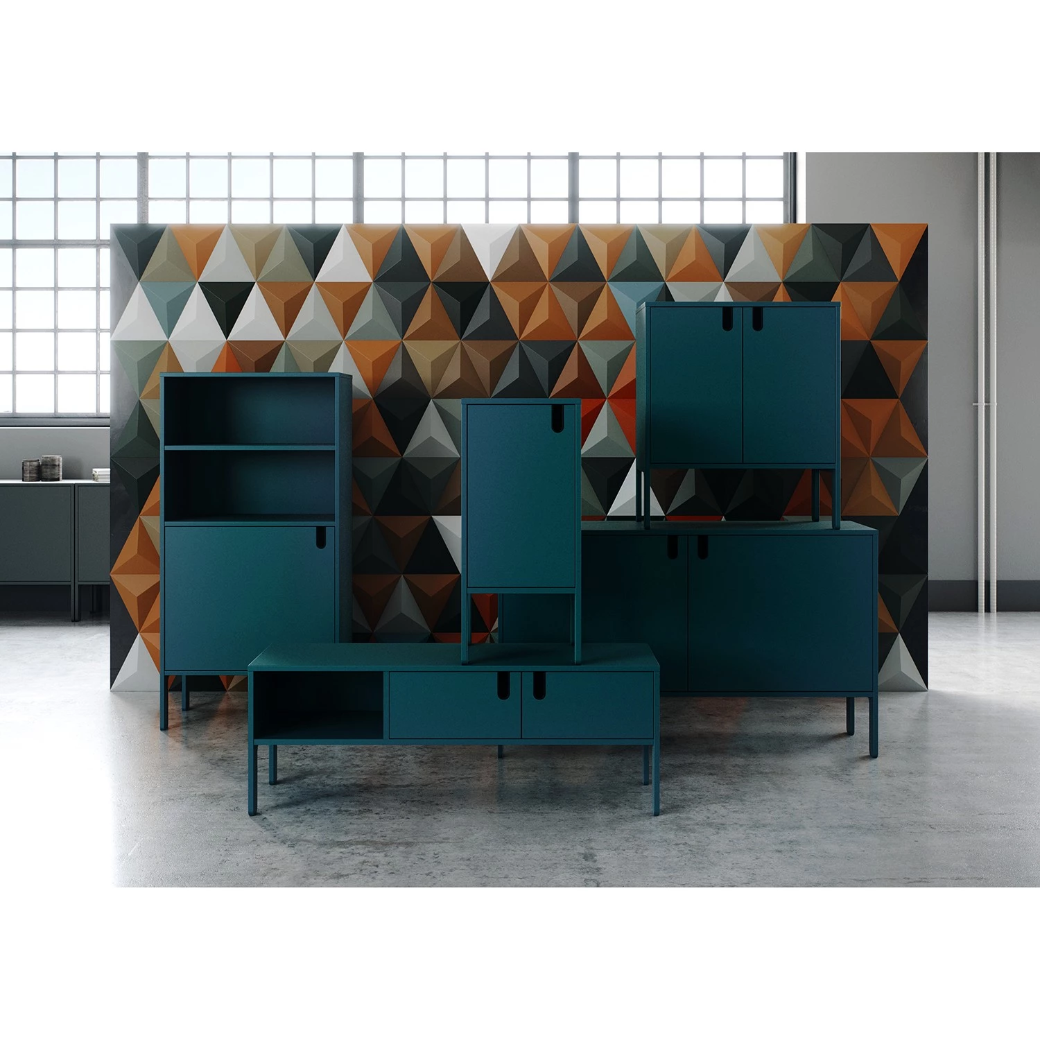 Tenzo Meuble TV Uno - Bleu pétrole 5 Tenzo Meuble TV Uno - Bleu pétrole – Image 3