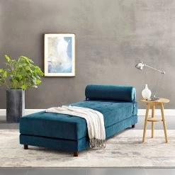 Jack & Alice Méridienne Tavani (convertible) - Velours Jila: Bleu ciel -Meubles de salon Soldes 1000124202 190405 11323100004 MOOD GALLERYIMAGES P000000001000124202 mood