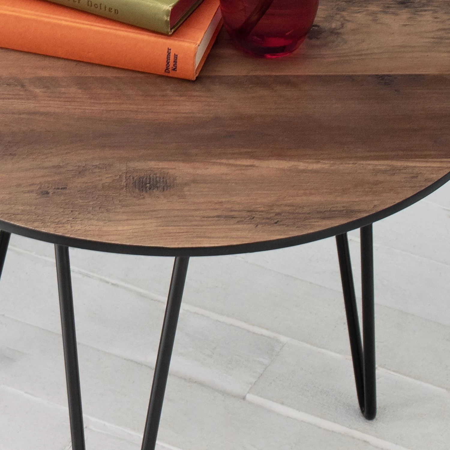 Mørteens Table d'appoint Kess II - Imitation chêne vintage marron foncé / Noir 12 Mørteens Table d'appoint Kess II - Imitation chêne vintage marron foncé / Noir – Image 10