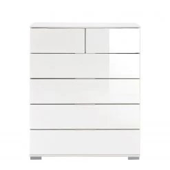 Wimex Commode Lingga I - 6 tiroirs - Blanc / Verre blanc