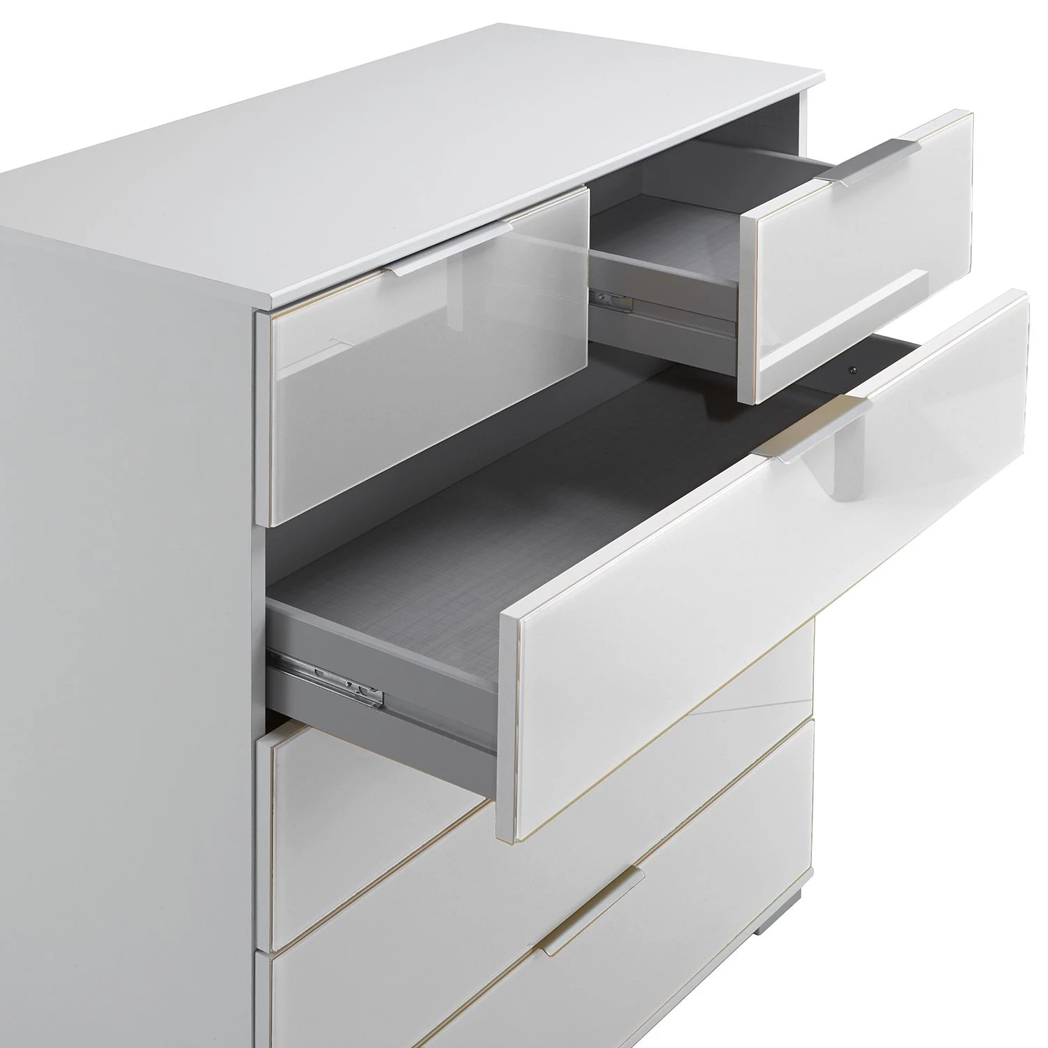 Wimex Commode Lingga I - 6 tiroirs - Blanc / Verre blanc 4 Wimex Commode Lingga I - 6 tiroirs - Blanc / Verre blanc – Image 2