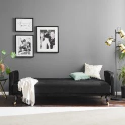 Jack & Alice Canapé convertible Daru I - Velours - Noir 35 Jack & Alice Canapé convertible Daru I - Velours - Noir -Meubles de salon Soldes 1000126931 200514 12275700012 MOOD DETAILS P000000001000126931 mood