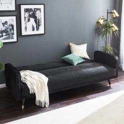 Jack & Alice Canapé convertible Daru I - Velours - Noir 23 Jack & Alice Canapé convertible Daru I - Velours - Noir -Meubles de salon Soldes 1000126931 200514 12280000015 DETAILS P000000001000126931