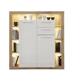 Trendteam Buffet haut Rock - Blanc brillant / Imitation chêne de Wotan -Meubles de salon Soldes 1000128163 180905 10043849 GALLERYIMAGES P000000001000128163