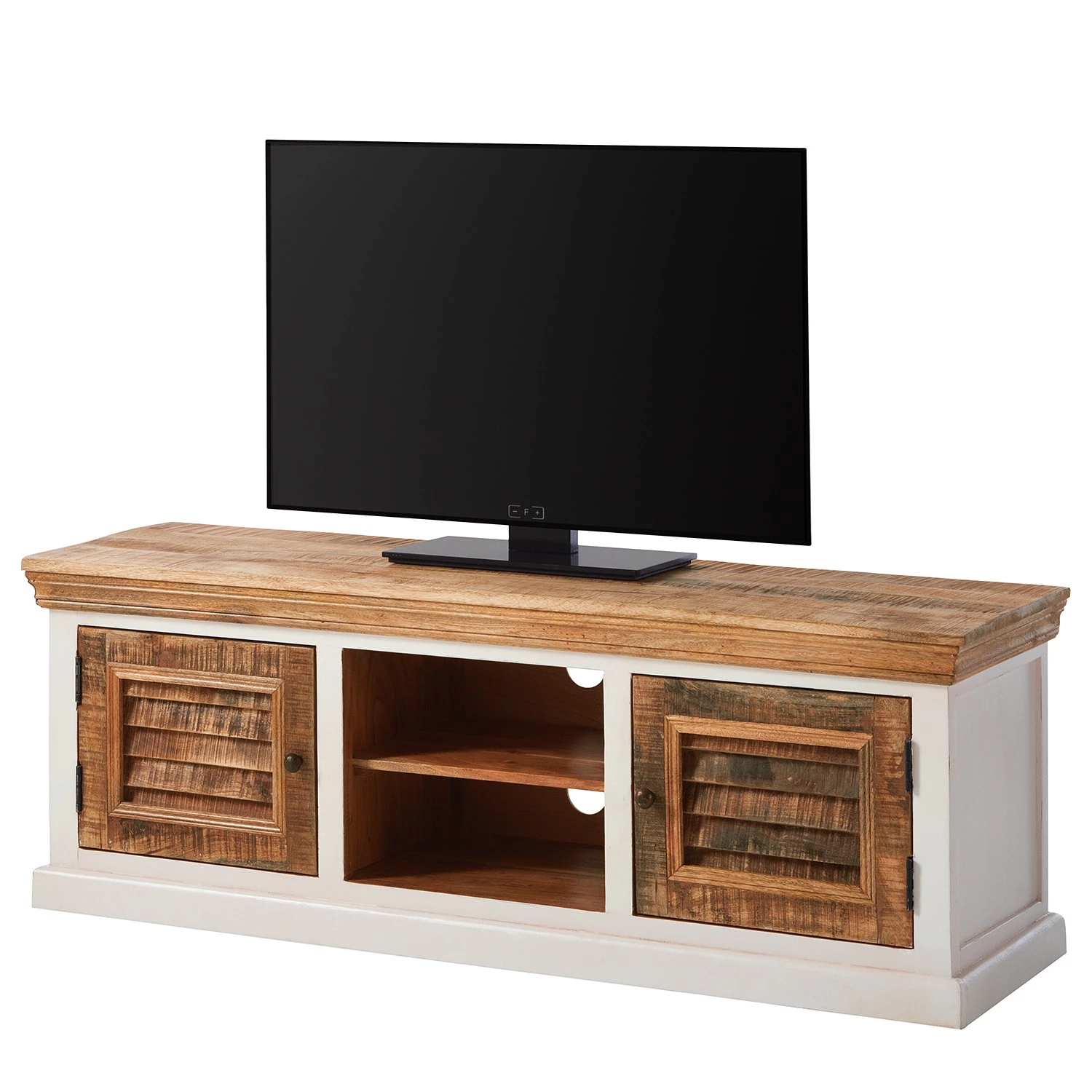 Maison Belfort Meuble TV Newhaven - Partiellement en manguier massif - Manguier / Blanc 3 Maison Belfort Meuble TV Newhaven - Partiellement en manguier massif - Manguier / Blanc