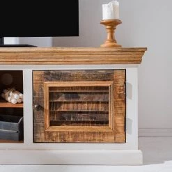 Maison Belfort Meuble TV Newhaven - Partiellement en manguier massif - Manguier / Blanc 23 Maison Belfort Meuble TV Newhaven - Partiellement en manguier massif - Manguier / Blanc -Meubles de salon Soldes 1000128941 200122 18404000003 DETAILS P000000001000128941