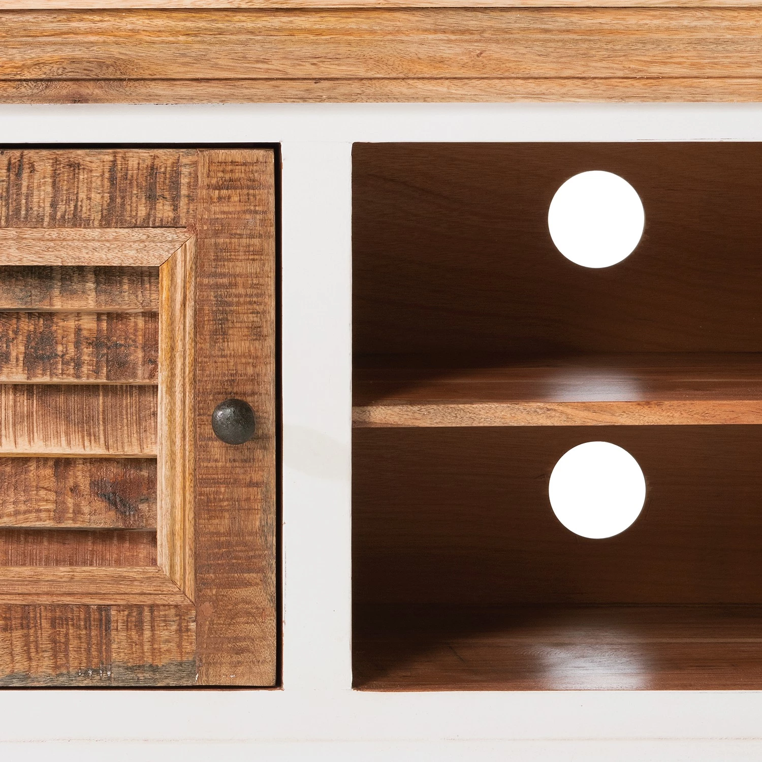 Maison Belfort Meuble TV Newhaven - Partiellement en manguier massif - Manguier / Blanc 9 Maison Belfort Meuble TV Newhaven - Partiellement en manguier massif - Manguier / Blanc – Image 7