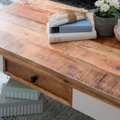 Maison Belfort Table basse Newhaven - Manguier massif - Manguier / Blanc -Meubles de salon Soldes 1000128950 190604 14304300008 GALLERYIMAGES P000000001000128950