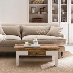 Maison Belfort Table basse Newhaven - Manguier massif - Manguier / Blanc -Meubles de salon Soldes 1000128950 190612 11385200015 MOOD GALLERYIMAGES P000000001000128950 mood