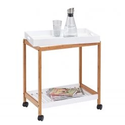 Zeller Desserte Dale - Partiellement en bambou massif - Blanc / Bambou -Meubles de salon Soldes 1000130035 181002 10011921 GALLERYIMAGES P000000001000130035