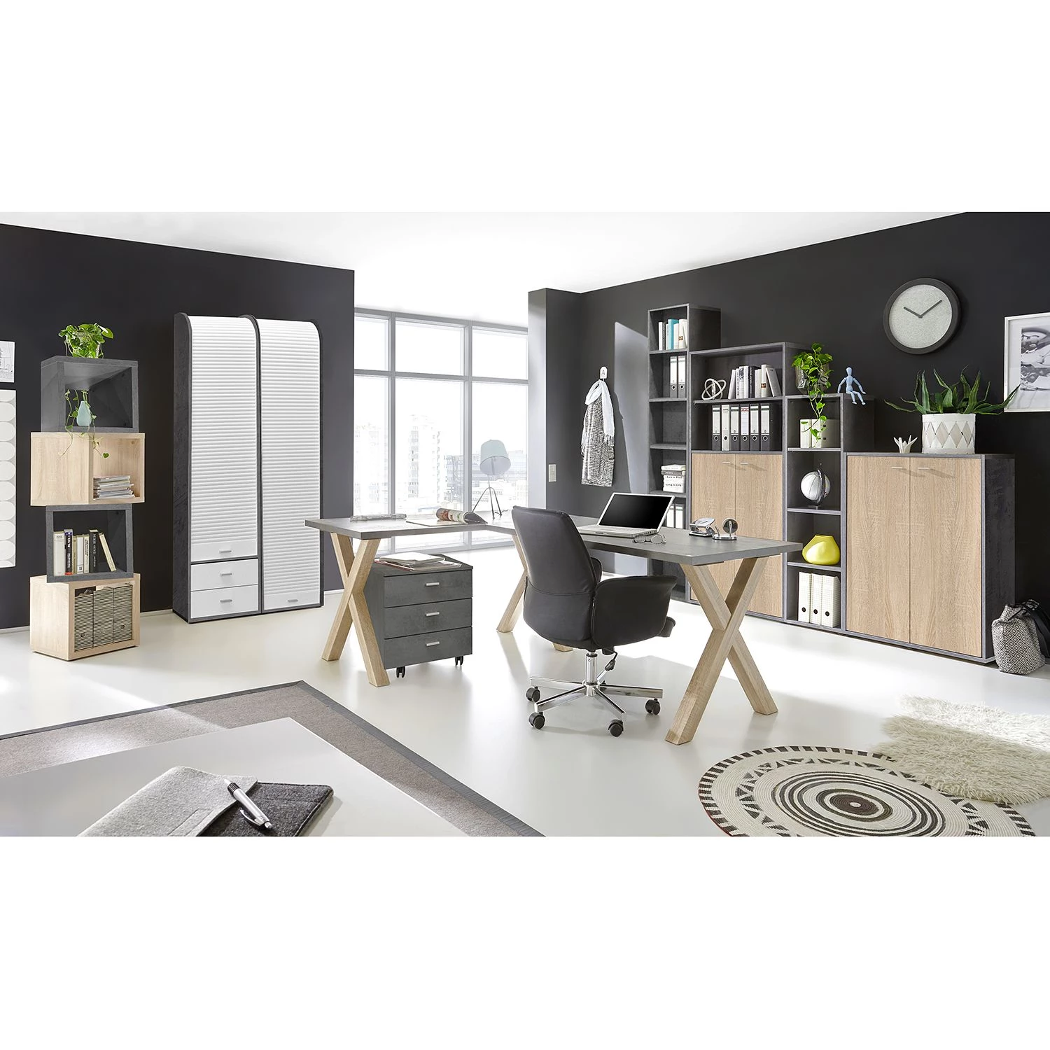 Mooved Étagère de bureau Leeton II - Anthracite - Hauteur : 109 cm 4 Mooved Étagère de bureau Leeton II - Anthracite - Hauteur : 109 cm – Image 2