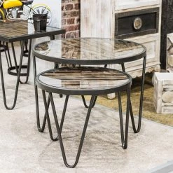 Red Living Bout de canapé Leuca I - Verre / Métal - Sapin / Noir -Meubles de salon Soldes 1000132050 180920 08065203 MOOD GALLERYIMAGES P000000001000132050 mood