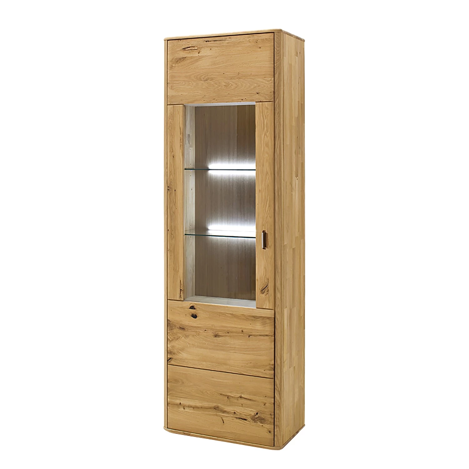 Naturoo Vitrine colonne Forge - Partiellement en chêne massif - Chêne de poutre Bianco / Imitation chêne Bianco - Porte en verre à gauche 3 Naturoo Vitrine colonne Forge - Partiellement en chêne massif - Chêne de poutre Bianco / Imitation chêne Bianco - Porte en verre à gauche