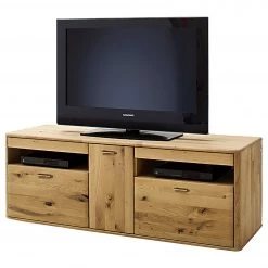 Naturoo Meuble TV Forge - Partiellement en chêne massif - Chêne de poutre Bianco / Imitation chêne Bianco - Largeur : 156 cm