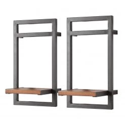 Ars manufacti Étagères murales Manchester (3 éléments) - Acacia massif / Métal - Acacia / Anthracite -Meubles de salon Soldes 1000135859 190516 13360300005 GALLERYIMAGES P000000001000135859