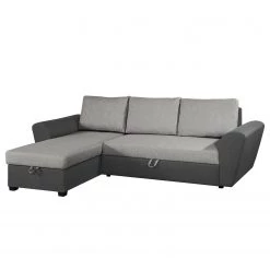 Loftscape Canapé d'angle Rufus - Tissu - Gris / Anthracite - Méridienne courte à gauche (vue de face)