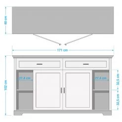 Ridgevalley Buffet Jasmund II - Blanc -Meubles de salon Soldes 1000136048 190405 14520500017 GALLERYIMAGES P000000001000136048