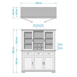 Ridgevalley Vaisselier Jasmund - Imitation pin blanc -Meubles de salon Soldes 1000136054 190405 14520500023 GALLERYIMAGES P000000001000136054
