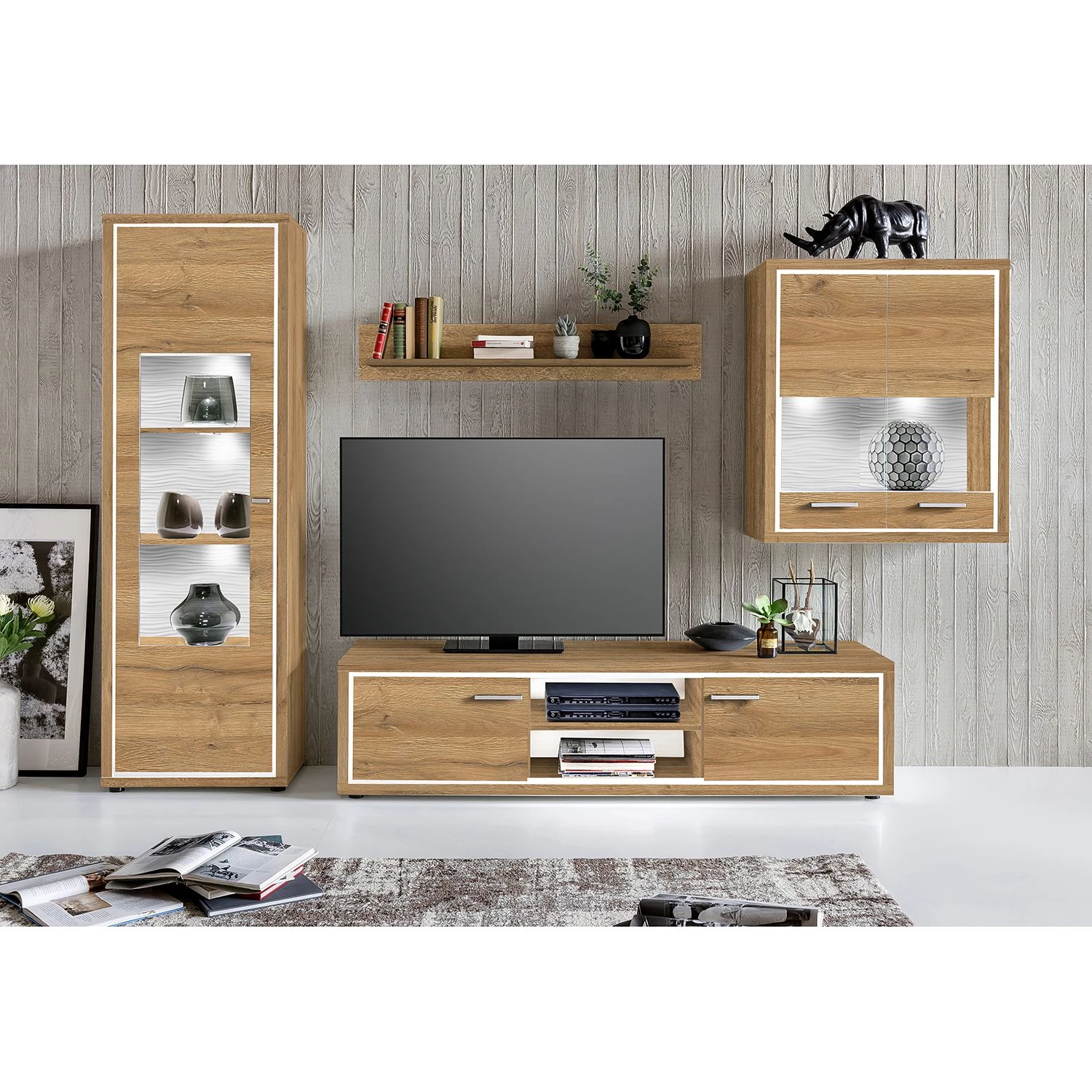 Loftscape Vitrine murale Hagby II - Imitation chêne 4 Loftscape Vitrine murale Hagby II - Imitation chêne – Image 2