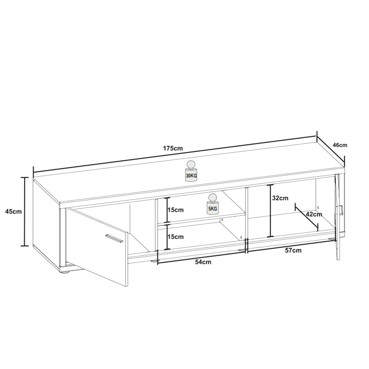 Loftscape Meuble TV Hagby II - Imitation chêne / Blanc 6 Loftscape Meuble TV Hagby II - Imitation chêne / Blanc – Image 4