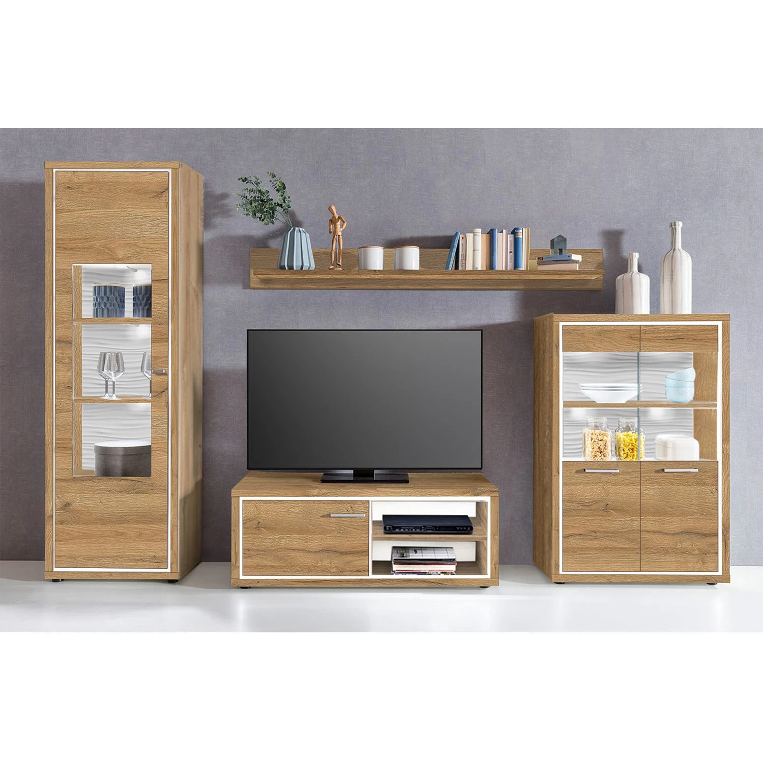 Loftscape Étagère murale Hagby - Imitation chêne - Largeur : 116 cm 4 Loftscape Étagère murale Hagby - Imitation chêne - Largeur : 116 cm – Image 2