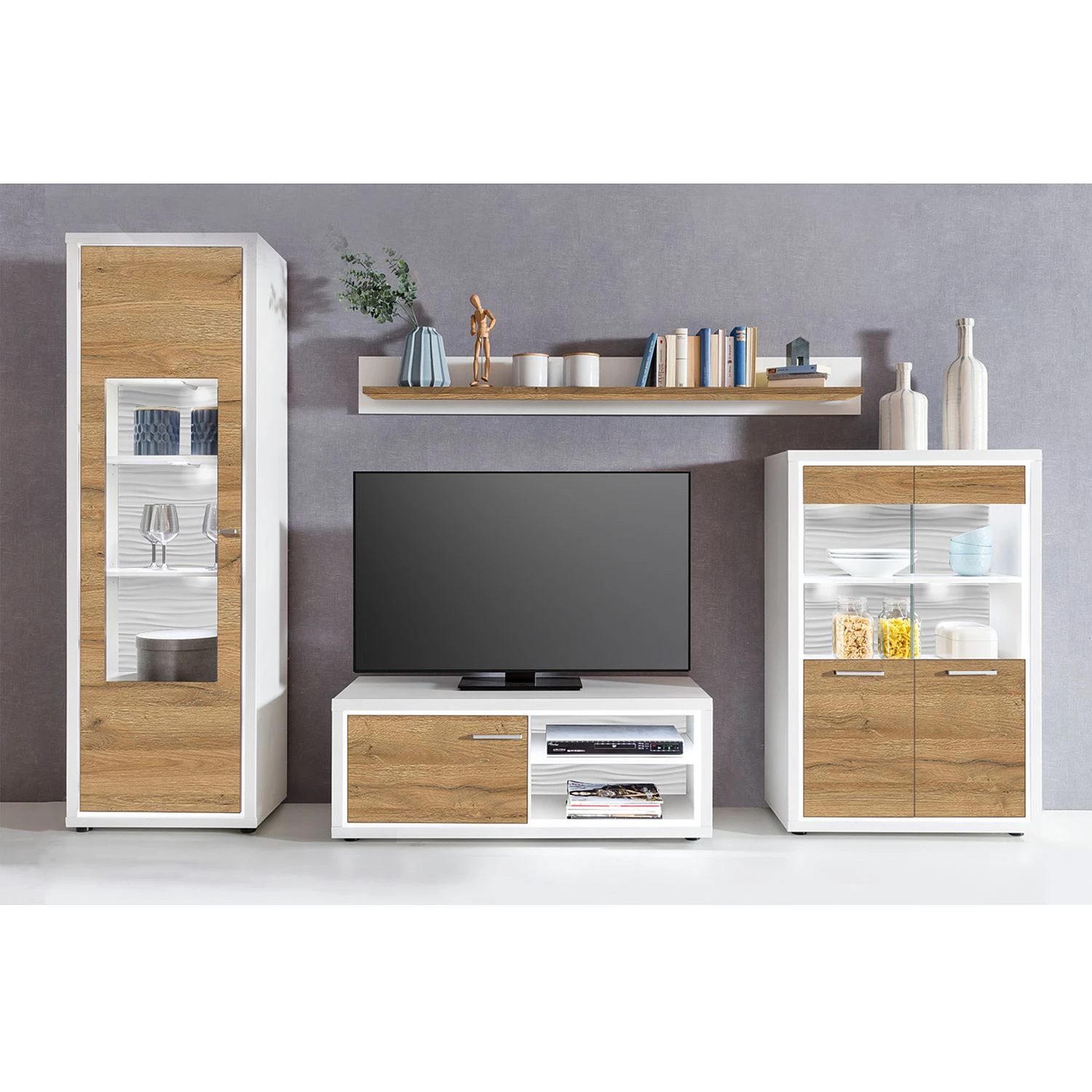 Loftscape Vitrine Hagby II - Imitation chêne / Blanc 4 Loftscape Vitrine Hagby II - Imitation chêne / Blanc – Image 2