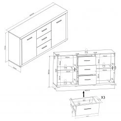 Loftscape Buffet Hagby - Imitation chêne / Blanc -Meubles de salon Soldes 1000137094 220310 500 SKETCH DETAILS P000000001000137094 sketch