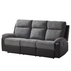 Loftscape Canapé relax Warmun (3 places) - Imitation cuir / Microfibre - Noir / Gris