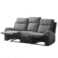 Loftscape Canapé relax Warmun (3 places) - Imitation cuir / Microfibre - Noir / Gris -Meubles de salon Soldes 1000139824 200807 14135800003 DETAILS P000000001000139824