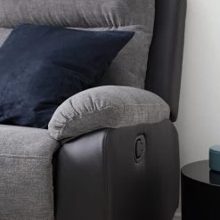 Loftscape Canapé relax Warmun (3 places) - Imitation cuir / Microfibre - Noir / Gris -Meubles de salon Soldes 1000139824 201111 10410200005 DETAILS P000000001000139824