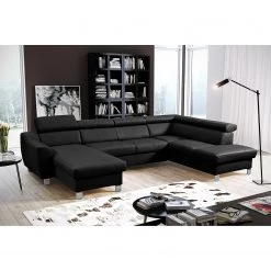 Loftscape Canapé panoramique Burnside I - Cuir véritable / Imitation cuir - Noir - Méridienne courte à gauche / longue à droite (vue de face) - Sans fonction couchage -Meubles de salon Soldes 1000142141 181106 152903383 MOOD GALLERYIMAGES P000000001000142141 mood