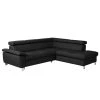 Loftscape Canapé d'angle Waal I - Cuir véritable / Imitation cuir - Noir - Méridienne longue à droite (vue de face) - Avec fonction couchage -Meubles de salon Soldes 1000142195 181106 153018853 IMAGE P000000001000142195