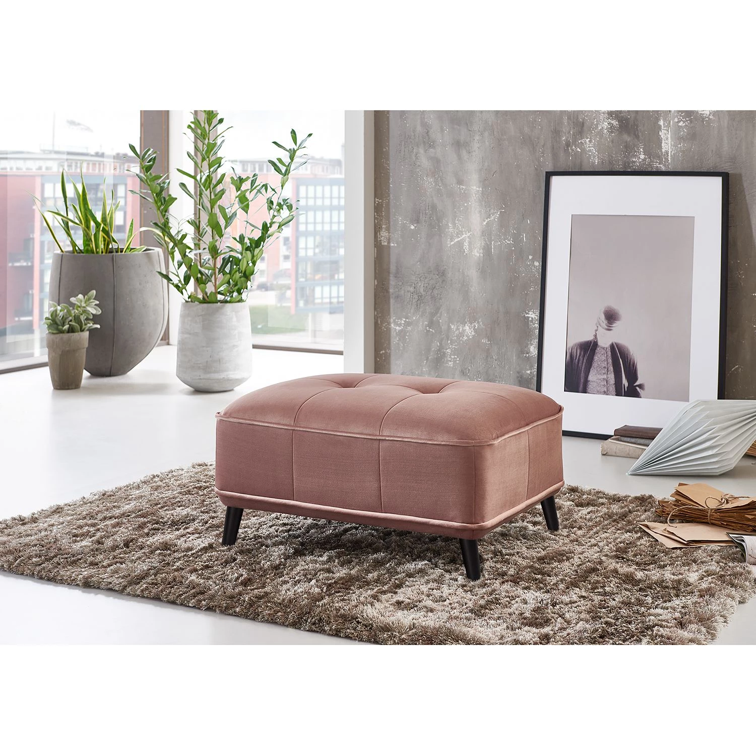 Velvet Studio Repose-pieds capitonné Moreville II - Microfibre 5 Velvet Studio Repose-pieds capitonné Moreville II - Microfibre – Image 3