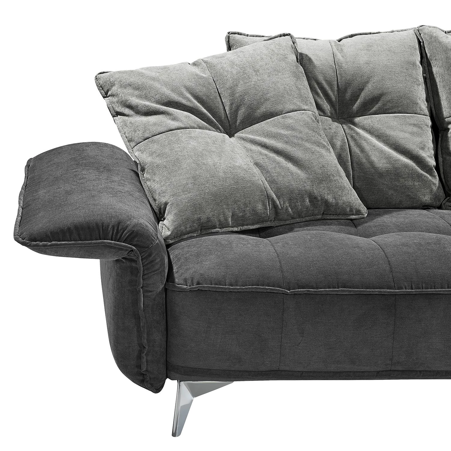 Velvet Studio Canapé d’angle Moreville I - Microfibre - Gris / Gris clair - Méridienne courte à droite (vue de face) - Sans repose-pieds 7 Velvet Studio Canapé d’angle Moreville I - Microfibre - Gris / Gris clair - Méridienne courte à droite (vue de face) - Sans repose-pieds – Image 5