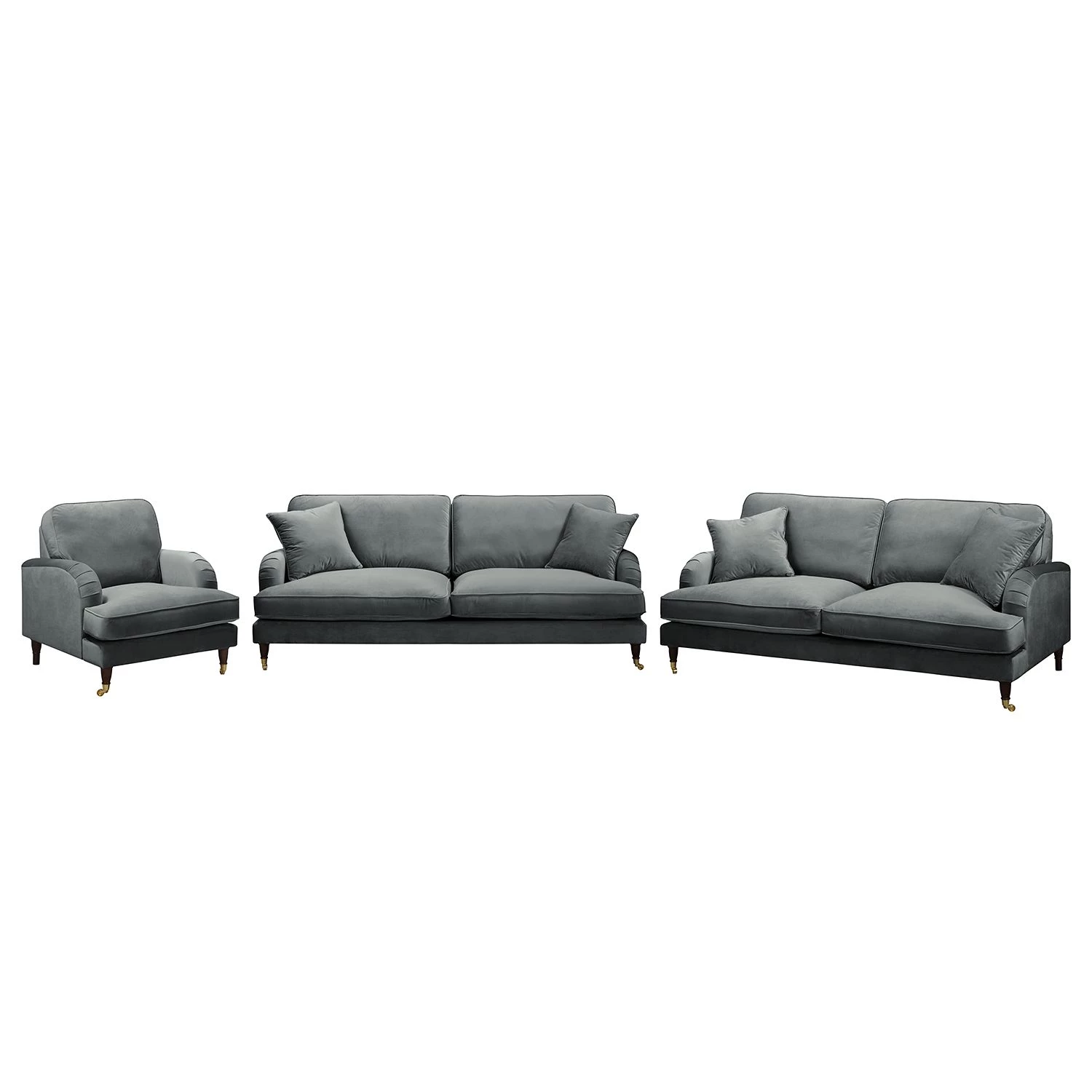 Jack & Alice Ensemble Bethania I (3-2-1) - Velours - Gris 3 Jack & Alice Ensemble Bethania I (3-2-1) - Velours - Gris