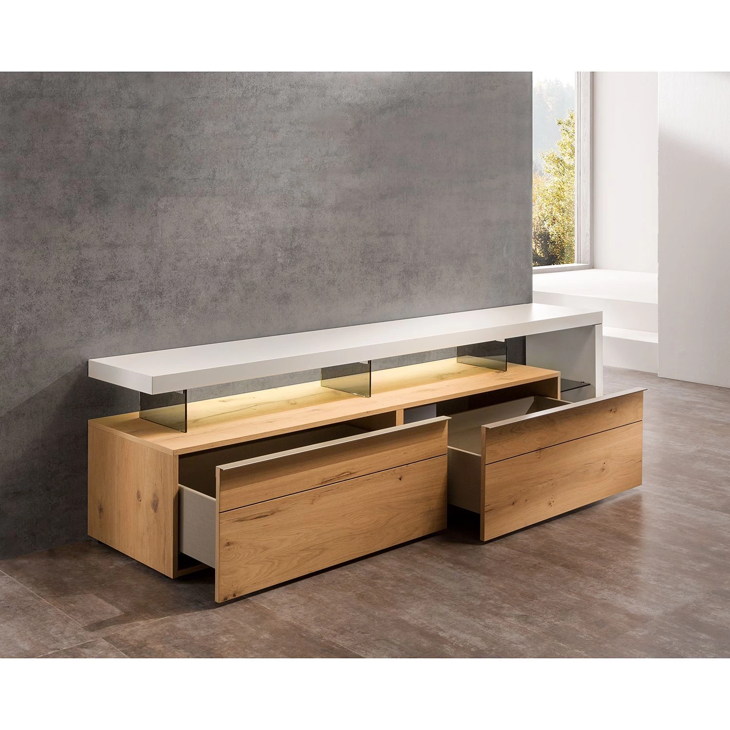 GWINNER Meuble TV Anzio III - Planches de chêne / Blanc 5 GWINNER Meuble TV Anzio III - Planches de chêne / Blanc – Image 3