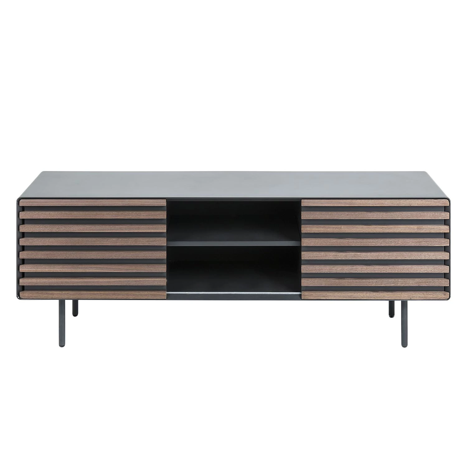 Norrwood Meuble TV Kipra I - Noyer contreplaqué - Graphite 6 Norrwood Meuble TV Kipra I - Noyer contreplaqué - Graphite – Image 4