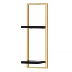 Jack & Alice Étagère Harbin III - Acacia massif - Acacia noir / Doré