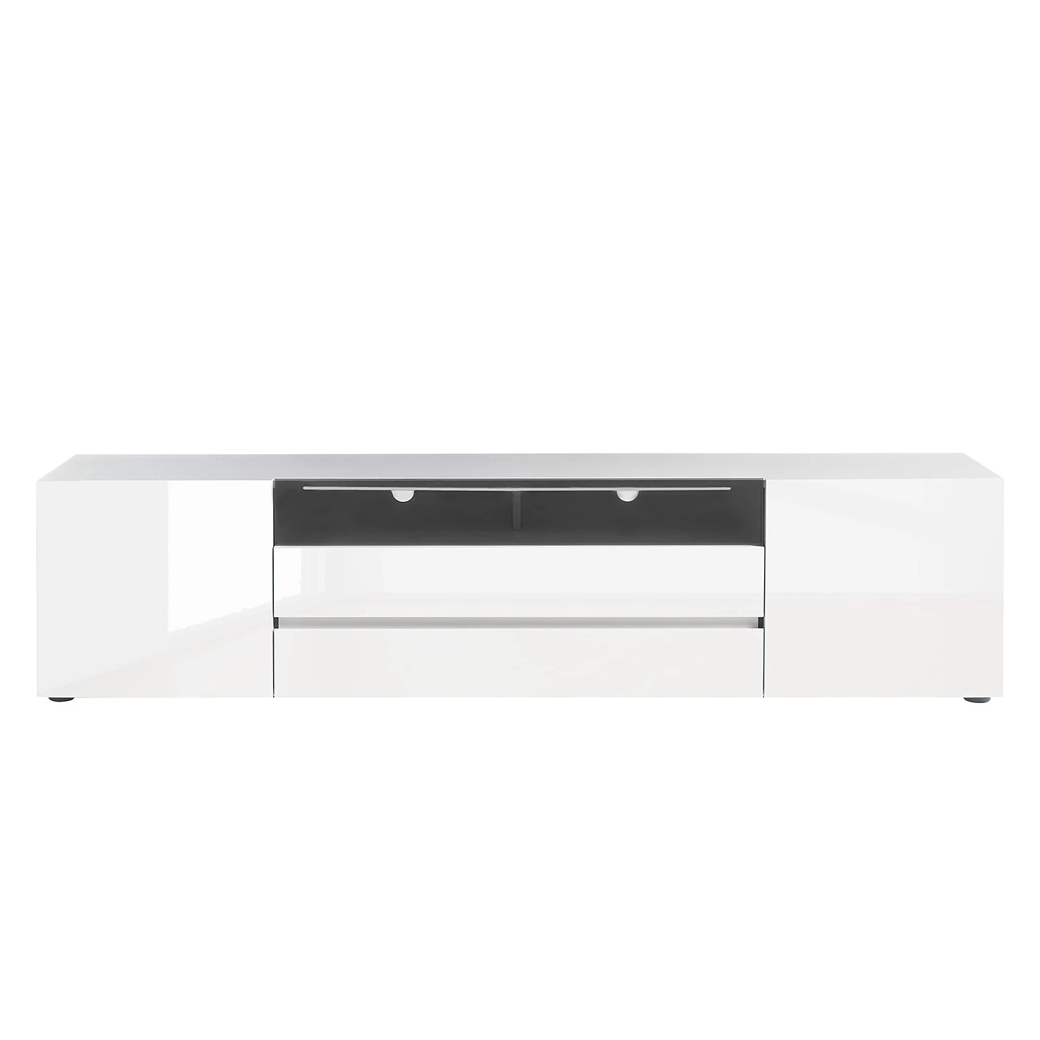 Loftscape Meuble TV Mavie - Blanc brillant / Noir - Largeur : 203 cm 6 Loftscape Meuble TV Mavie - Blanc brillant / Noir - Largeur : 203 cm – Image 4