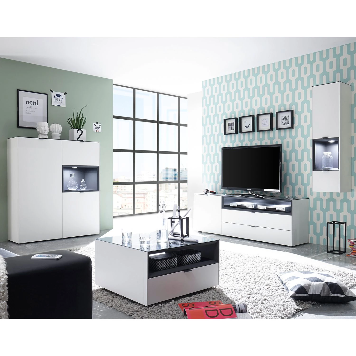 Loftscape Buffet haut Batchelor - Blanc / Anthracite 4 Loftscape Buffet haut Batchelor - Blanc / Anthracite – Image 2